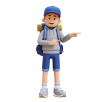 3D Traveller Character Pointing to the Left Pose png