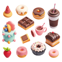 3D sweet food icon pack transparent background png