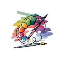 a cartoon palette with a paintbrush png