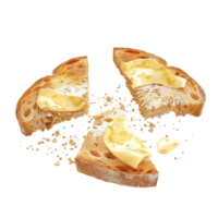 Butter on Toast Sliced Bread on Transparent Background png