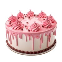 Cake With Pink Icing On Top AI-Generative png
