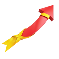 Arrow Icon with Yellow Ribbon On Transparent Background. png