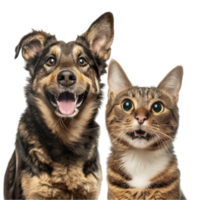 Portrait of a Dog and a Cat Looking at the Camera in Front of a Transparent Background png
