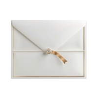 White Envelope with Gold Ribbon on Transparent Background png