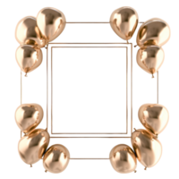 Golden Balloons in Square Frame on Transparent Background png