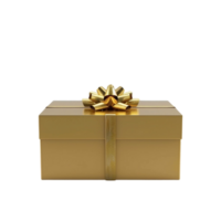 Gold Gift Box with Bow on Transparent Background png