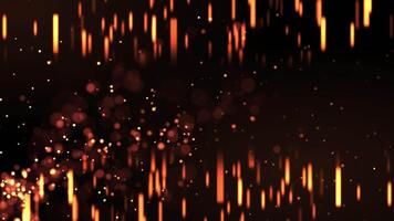 Abstract background of bright glowing orange-gold particles. The points swirl with wave energy. Beautiful bokeh. video