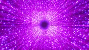 A magical tunnel of bright luminous particles of shiny dust. Fairy particles flicker and emit bright rays of light and create beautiful bokeh video