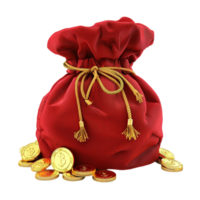 A red bag with gold coins on it Genereted AI png