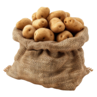 Potatoes in a Sack On Transparent Background. Genereted AI png