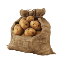Potatoes in a Sack on a White Background Genereted AI png