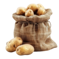 Potatoes in Sack on Transparent Background Genereted AI png