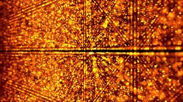 Abstract background of bright luminous particles with a blurred background. A surface of dots with neon light. 3D, 4K seamless loop. video