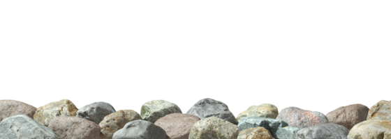 Lots of stones pile row foregrounds on transparent backgrounds 3d rendering png