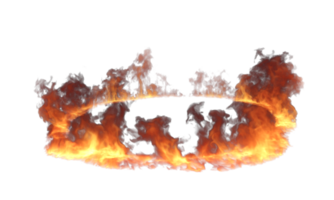 Isolate ring of fire flames on floor realistic cutout backgrounds 3d rendering png