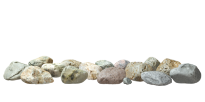 Stones river lined row isolate on transparent backgrounds realistic 3d render png