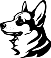 Adorable Corgi silhouette captures playful charm in black stencil. AI-generated. png