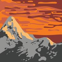Abstract landscape mountain and sea on square background vector