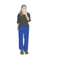 full length of woman taking photo on smartphone isolated on white background vector