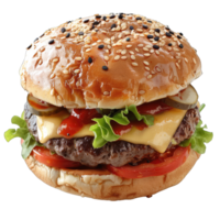 hamburguesa con suave bollo y vegetales png