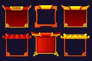 Set of Chinese golden-red Frames. Chinese-style background. Game element, APP icon or banner. vector