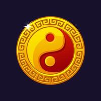 Chinese coin Yin Yan. Cartoon illustration of Yin Yang coin for websites, articles, books, adverts, apps or game. Chinese New Year. vector