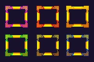 Square frames with ornament. Frames are designed in six colors. Border Golden-colored Frames vector