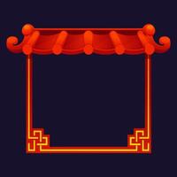 Red Chinese frames with roof. Chinese-style background for your icon. Game element, APP icon or banner. vector