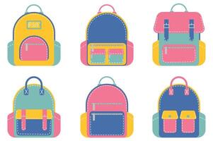 Back to school autumn elements, backpack set design vector