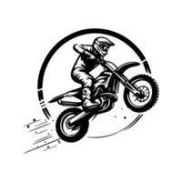 Motocross jumping illustration. Motor track logo design vector