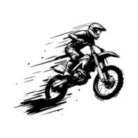 Motocross jumping illustration. Motor track logo design vector
