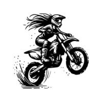 Motocross jumping illustration. Motor track logo design vector