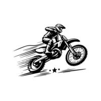 Motocross jumping illustration. Motor track logo design vector