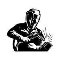 Welding man logo design, welding man icon illustration vector
