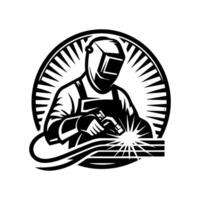 Welding man logo design, welding man icon illustration vector