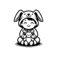 sketch design of a cute baby smiling while playing with a doll. Cute baby playing with a doll vector