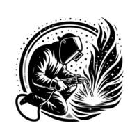 Welding man logo design, welding man icon illustration vector