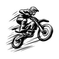 Motocross jumping illustration. Motor track logo design vector