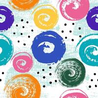 Hand drawn colorful ink circles seamless pattern. Trendy doodles and brush marks. Simple abstract background. Great for textile, fabric, wallpaper, wrapping, scrapbook and packaging vector