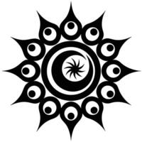 Islamic spiral vantage ornament in black color silhouette vector