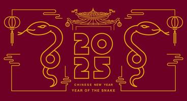 Lunar new year, Chinese New Year 2025 , Year of the Snake , outline ,stroke vector