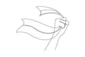 A man is holding a flag and jumping in the air vector