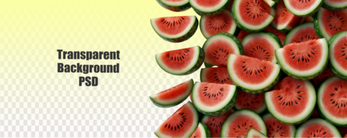 A collection of juicy watermelon slices displayed on a clear background, showcasing their vibrant colors and freshness, perfect for culinary projects and recipe showcases psd