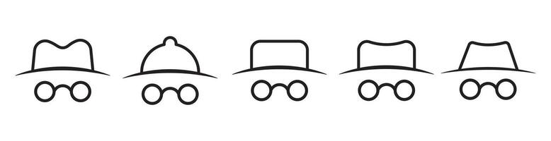 Incognito icon set. Spy icon outline icon, Browse in private. Secret agent sign. Detective icon collection illustration design. vector