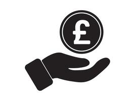 pound coin on hands British pound dropping coin line icon. Pound Coin Payment Hand glyph icon, icon from business collection for web, mobile apps and ui. vector