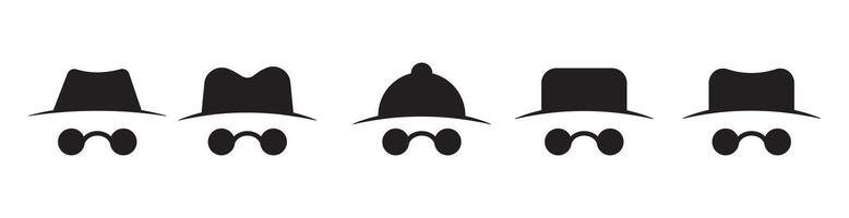 Incognito icon set. Spy icon, Browse in private. Secret agent sign. Detective icon collection illustration design. vector