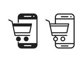 online shopping icon . shopping symbol through mobile phone isolated on white background. vector