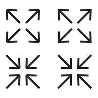 Full screen and exit full screen icon set. Full screen and exit full screen icon set. Arrow mark icons. Scalability icons in flat style for web site, UI, mobile app. vector