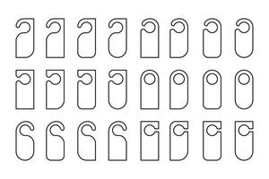 Door hanger thin line icon set. Do not disturb symbol. Hotel door hanger tags template icon signs set outline style design collections. vector