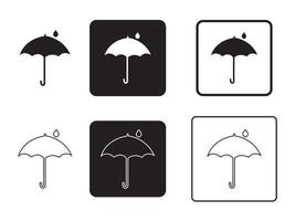 Umbrella icon set. Umbrella icon with simple design. Water drop protection symbol. Black and linear style. vector